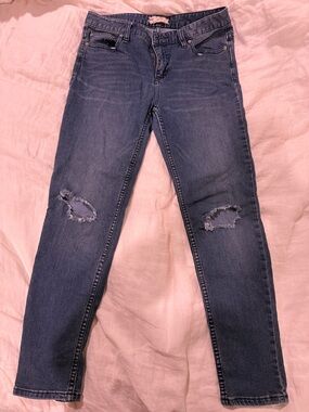 Free People Distressed Dark Blue Skinny Jeans